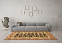 Machine Washable Abstract Brown Modern Rug, wshabs2684brn