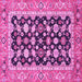 Square Machine Washable Abstract Pink Modern Rug, wshabs2684pnk