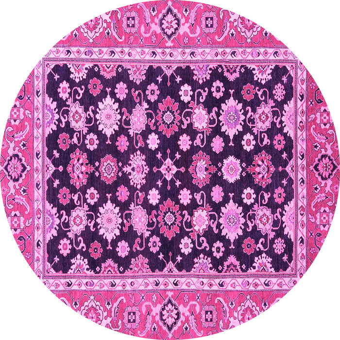 Round Abstract Pink Modern Rug, abs2684pnk