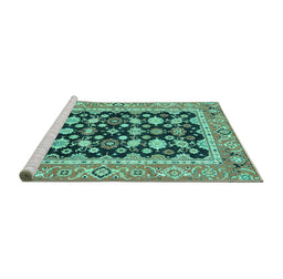Sideview of Machine Washable Abstract Turquoise Modern Area Rugs, wshabs2684turq