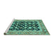 Sideview of Machine Washable Abstract Turquoise Modern Area Rugs, wshabs2684turq