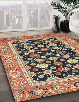 Abstract Red Brown Modern Rug in Family Room, abs2684