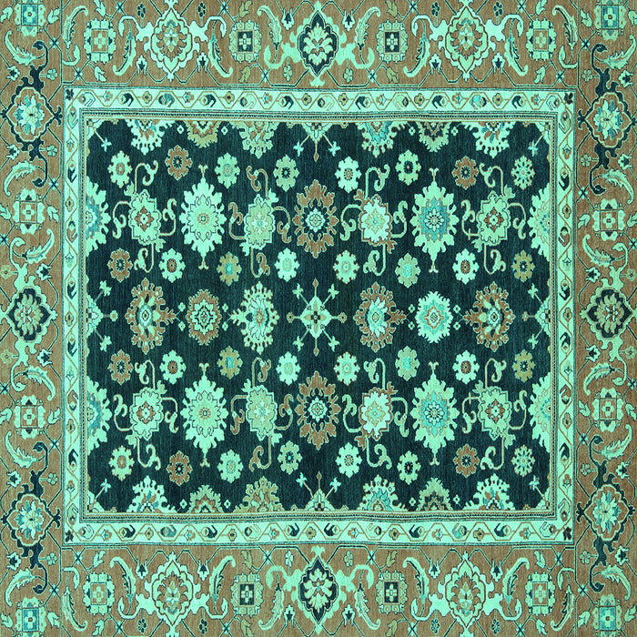 Square Abstract Turquoise Modern Rug, abs2684turq