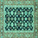 Square Abstract Turquoise Modern Rug, abs2684turq