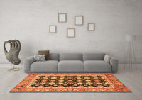 Machine Washable Abstract Orange Modern Rug, wshabs2684org