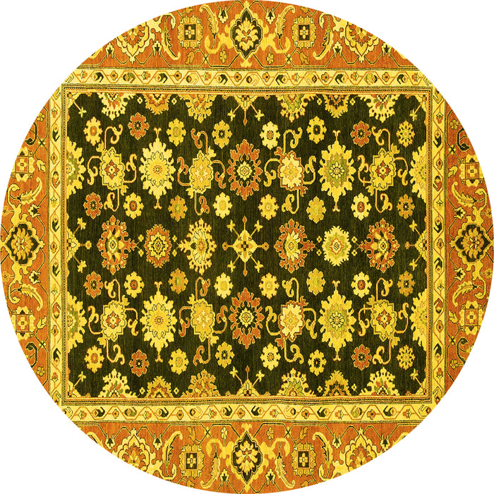 Round Abstract Yellow Modern Rug, abs2684yw