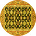 Round Abstract Yellow Modern Rug, abs2684yw