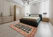 Abstract Red Brown Modern Rug in a Bedroom, abs2684