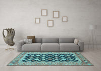 Machine Washable Abstract Light Blue Modern Rug, wshabs2684lblu