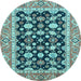 Round Machine Washable Abstract Light Blue Modern Rug, wshabs2684lblu