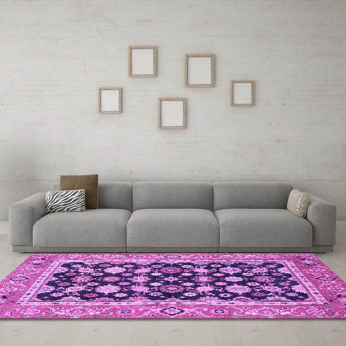 Machine Washable Abstract Purple Modern Area Rugs in a Living Room, wshabs2684pur