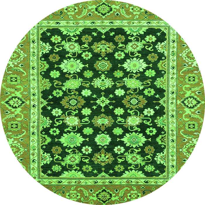 Round Abstract Green Modern Rug, abs2684grn