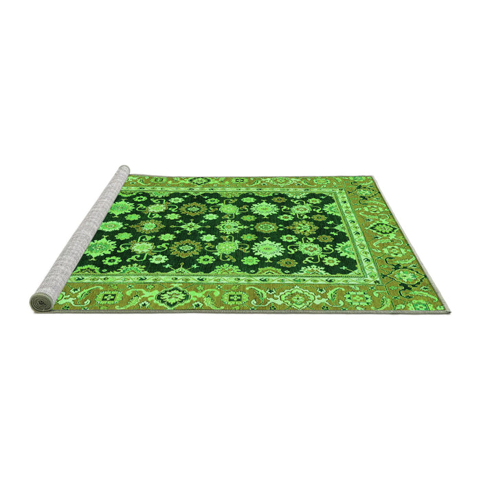 Sideview of Machine Washable Abstract Green Modern Area Rugs, wshabs2684grn