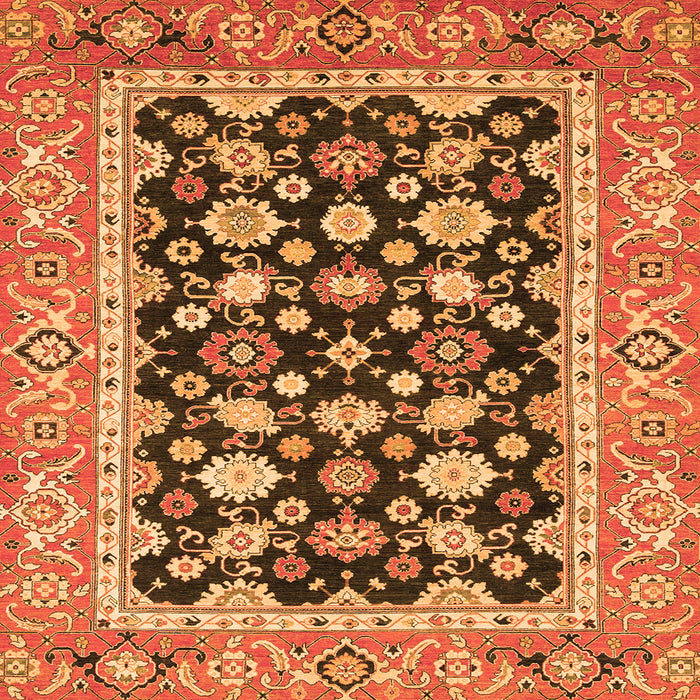 Square Machine Washable Abstract Orange Modern Area Rugs, wshabs2684org