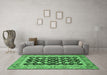 Machine Washable Abstract Emerald Green Modern Area Rugs in a Living Room,, wshabs2684emgrn