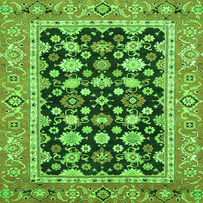 Square Machine Washable Abstract Green Modern Area Rugs, wshabs2684grn