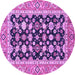 Round Machine Washable Abstract Purple Modern Area Rugs, wshabs2684pur