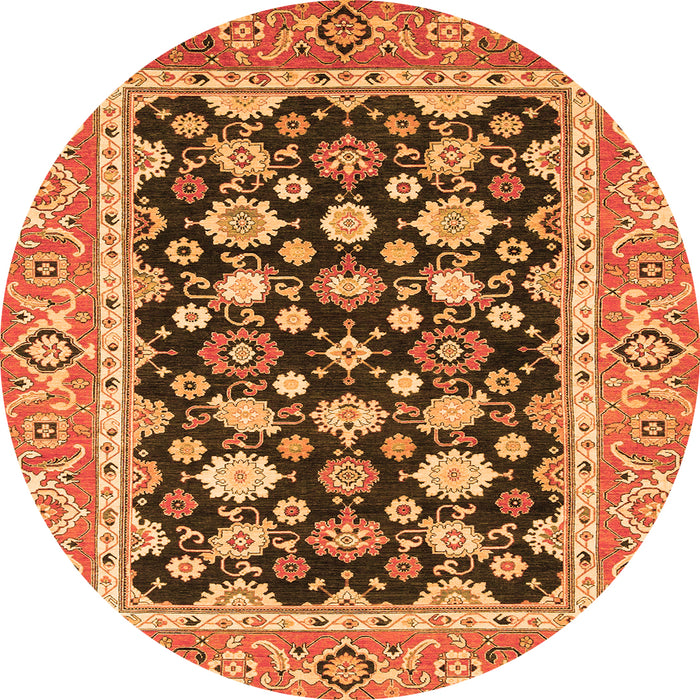 Round Abstract Orange Modern Rug, abs2684org