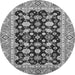 Round Machine Washable Abstract Gray Modern Rug, wshabs2684gry