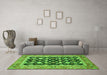 Machine Washable Abstract Green Modern Area Rugs in a Living Room,, wshabs2684grn