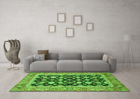 Machine Washable Abstract Green Modern Rug, wshabs2684grn