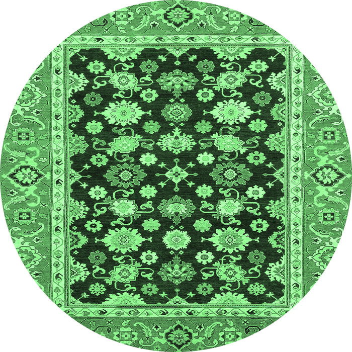 Round Abstract Emerald Green Modern Rug, abs2684emgrn