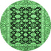 Round Abstract Emerald Green Modern Rug, abs2684emgrn