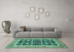 Machine Washable Abstract Turquoise Modern Area Rugs in a Living Room,, wshabs2684turq