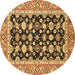 Round Abstract Brown Modern Rug, abs2684brn