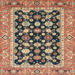 Square Machine Washable Abstract Red Brown Rug, wshabs2684
