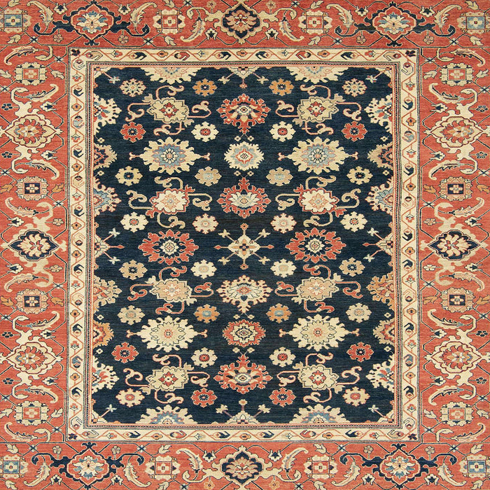 Square Abstract Red Brown Modern Rug, abs2684