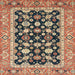 Square Abstract Red Brown Modern Rug, abs2684