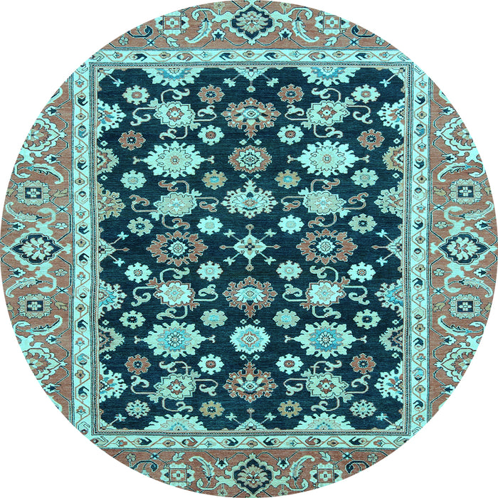 Round Abstract Light Blue Modern Rug, abs2684lblu