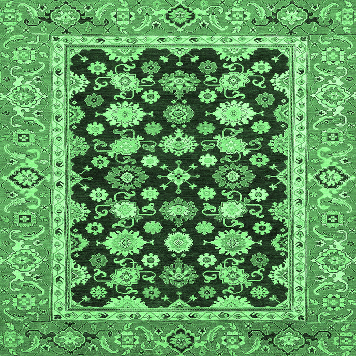 Square Abstract Emerald Green Modern Rug, abs2684emgrn