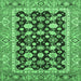 Square Abstract Emerald Green Modern Rug, abs2684emgrn