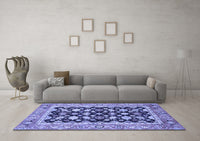 Machine Washable Abstract Blue Modern Rug, wshabs2684blu