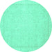 Round Oriental Turquoise Traditional Rug, abs2685turq