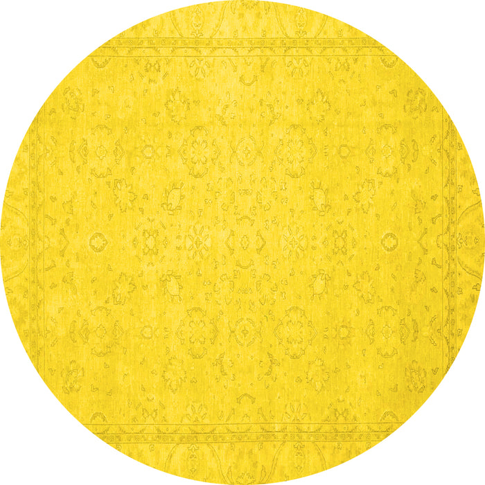 Round Oriental Yellow Traditional Rug, abs2685yw