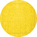 Round Oriental Yellow Traditional Rug, abs2685yw