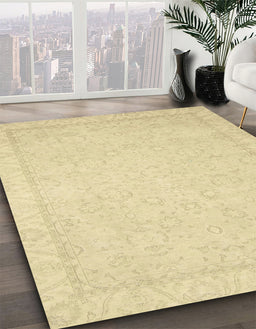 Abstract Brown Gold Oriental Rug in Family Room, abs2685