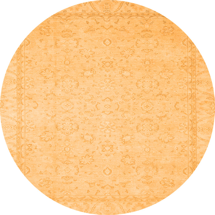 Round Machine Washable Oriental Orange Traditional Area Rugs, wshabs2685org