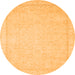 Round Machine Washable Oriental Orange Traditional Area Rugs, wshabs2685org