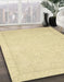 Abstract Brown Gold Oriental Rug in Family Room, abs2685