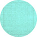 Round Machine Washable Oriental Light Blue Traditional Rug, wshabs2685lblu