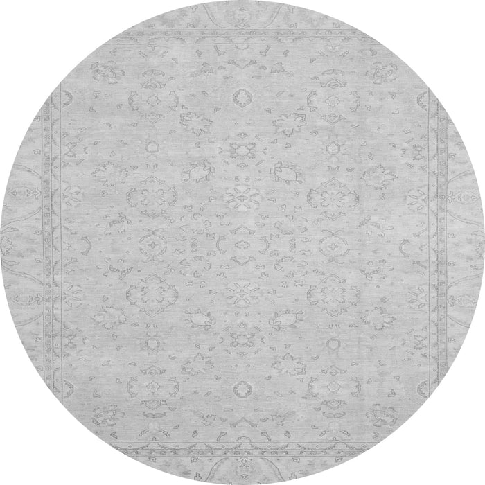 Round Machine Washable Oriental Gray Traditional Rug, wshabs2685gry