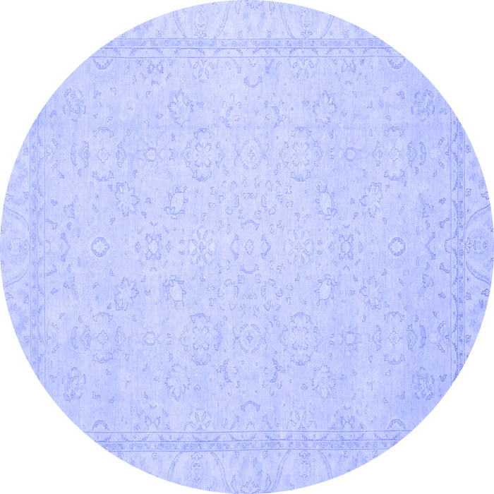 Round Machine Washable Oriental Blue Traditional Rug, wshabs2685blu