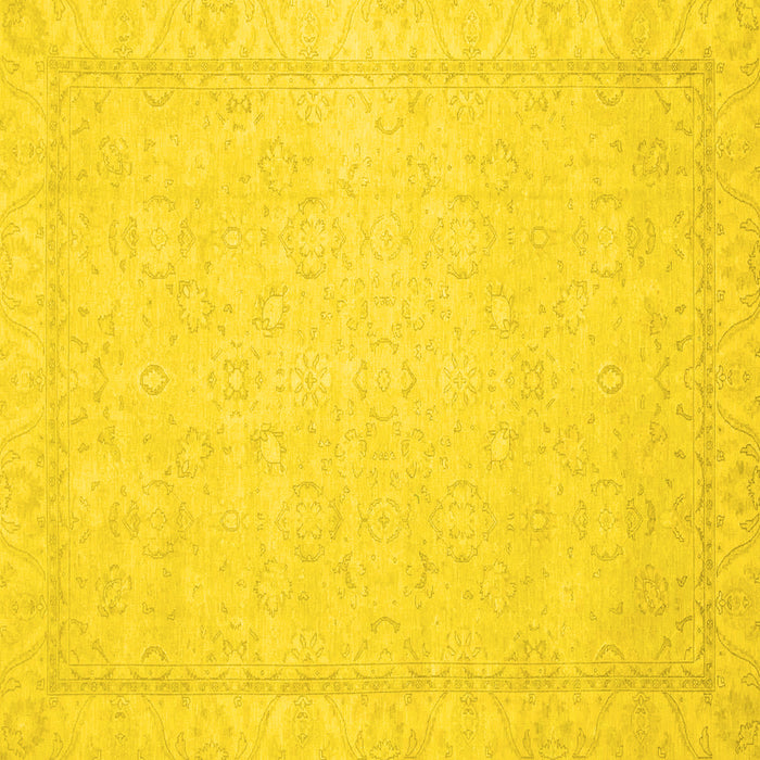 Square Machine Washable Oriental Yellow Traditional Rug, wshabs2685yw