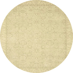 Round Abstract Brown Gold Oriental Rug, abs2685
