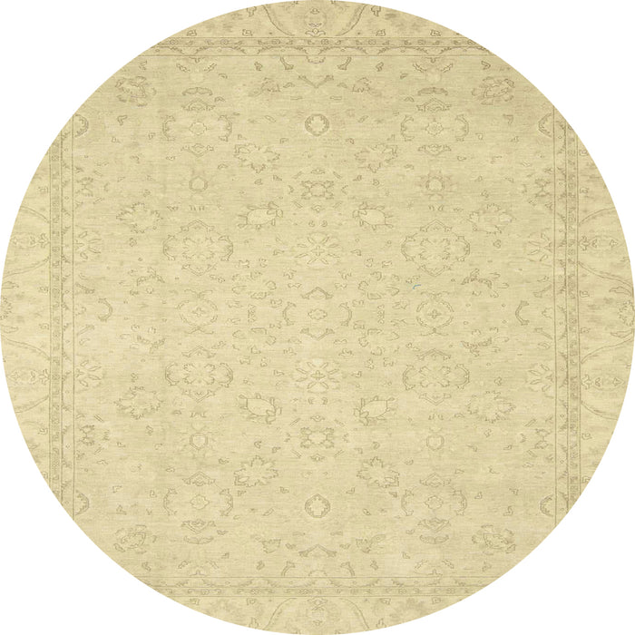Round Machine Washable Abstract Brown Gold Rug, wshabs2685