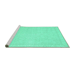 Sideview of Machine Washable Oriental Turquoise Traditional Area Rugs, wshabs2685turq